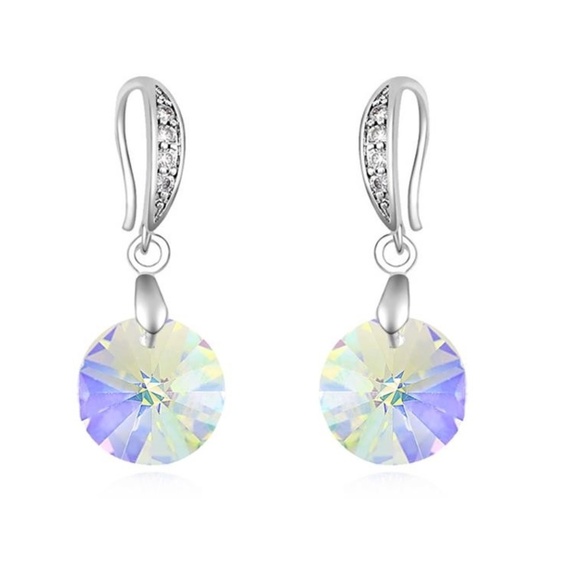 Aurora Borealis Pave Swarovski Crystal Drop Earrings - Picture 1 of 1